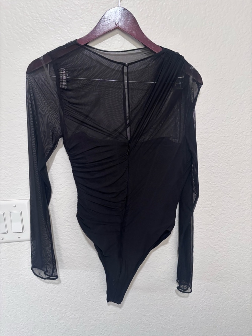 House of CB Black Long Sleeve Mesh Bodysuit - Picture 4 of 8